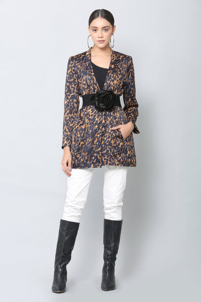 Animal Print Longline Blazer