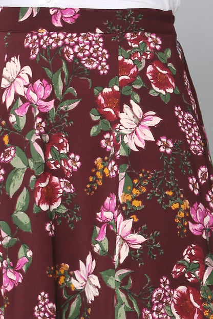 Rosewood Print Midi Skirt