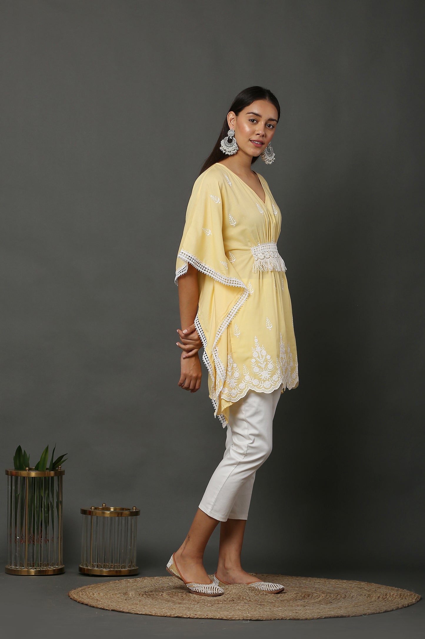 Lemon Scallop Embroidered Kaftan