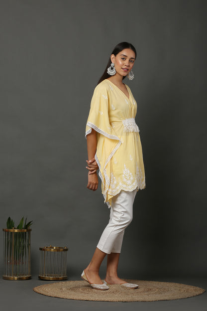 Lemon Scallop Embroidered Kaftan