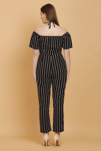 Halter Neck Striped Jumpsuit