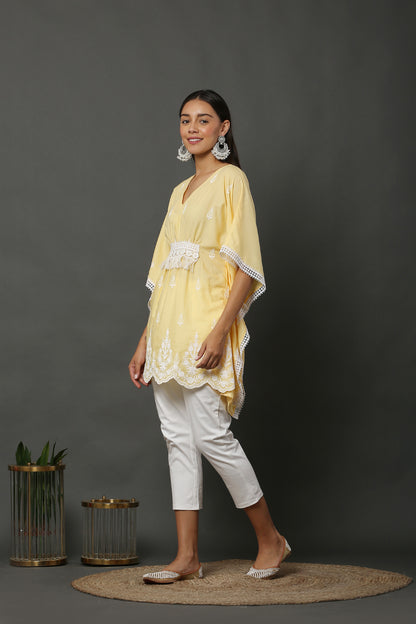 Lemon Scallop Embroidered Kaftan