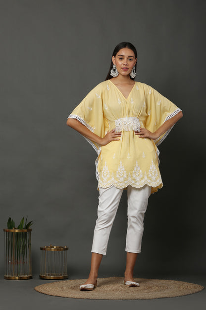 Lemon Scallop Embroidered Kaftan