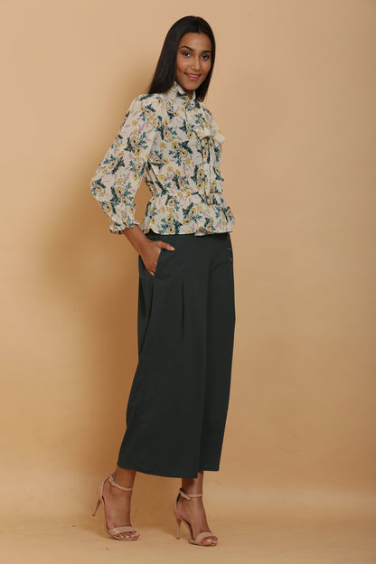 Cream Floral Wrap Top