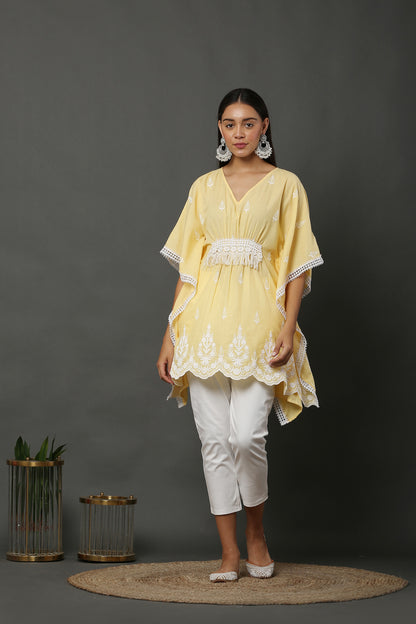 Lemon Scallop Embroidered Kaftan