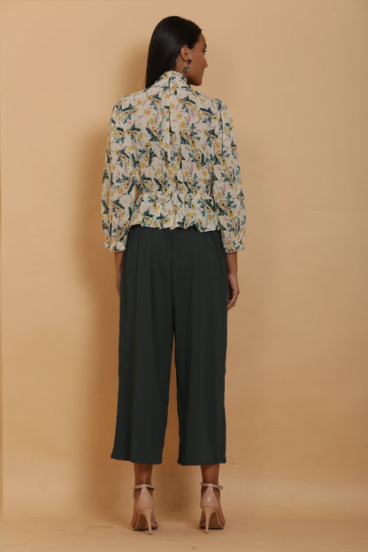 Cream Floral Wrap Top