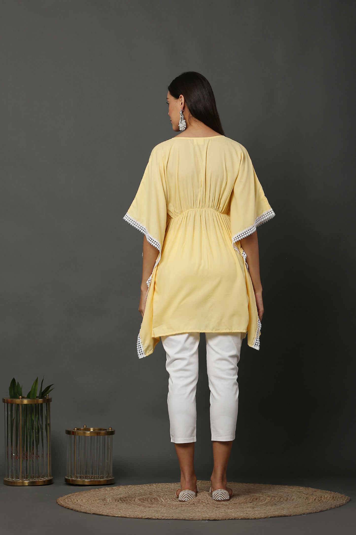 Lemon Scallop Embroidered Kaftan