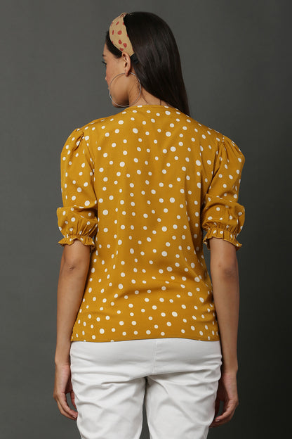 Mustard  Polka Retro Top
