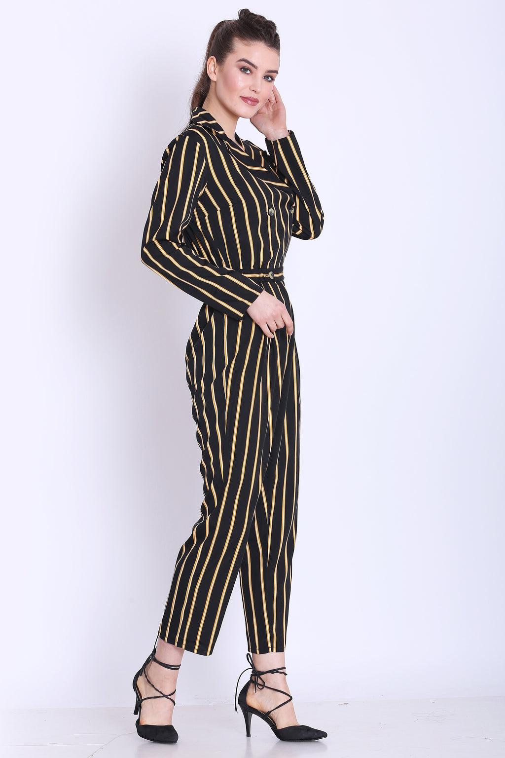 Buy Tokyo Talkies Women Yellow & White Striped Basic Jumpsuit - Jumpsuit  for Women 11758724 | Myntra