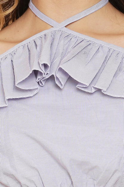 Stripes Crop Top and Skirt Co-ord Set