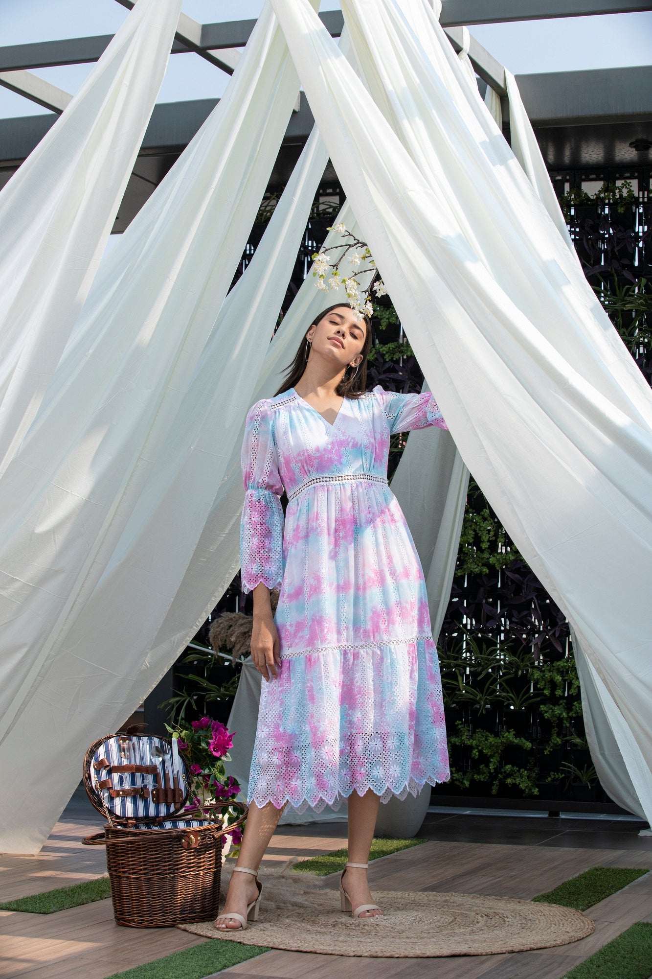 Rainbow Tie-Dye Schiffli Dress