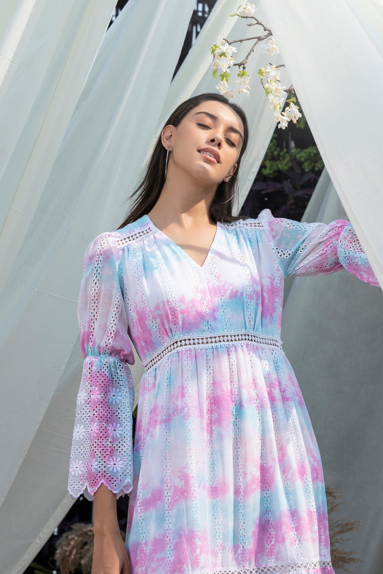 Rainbow Tie-Dye Schiffli Dress