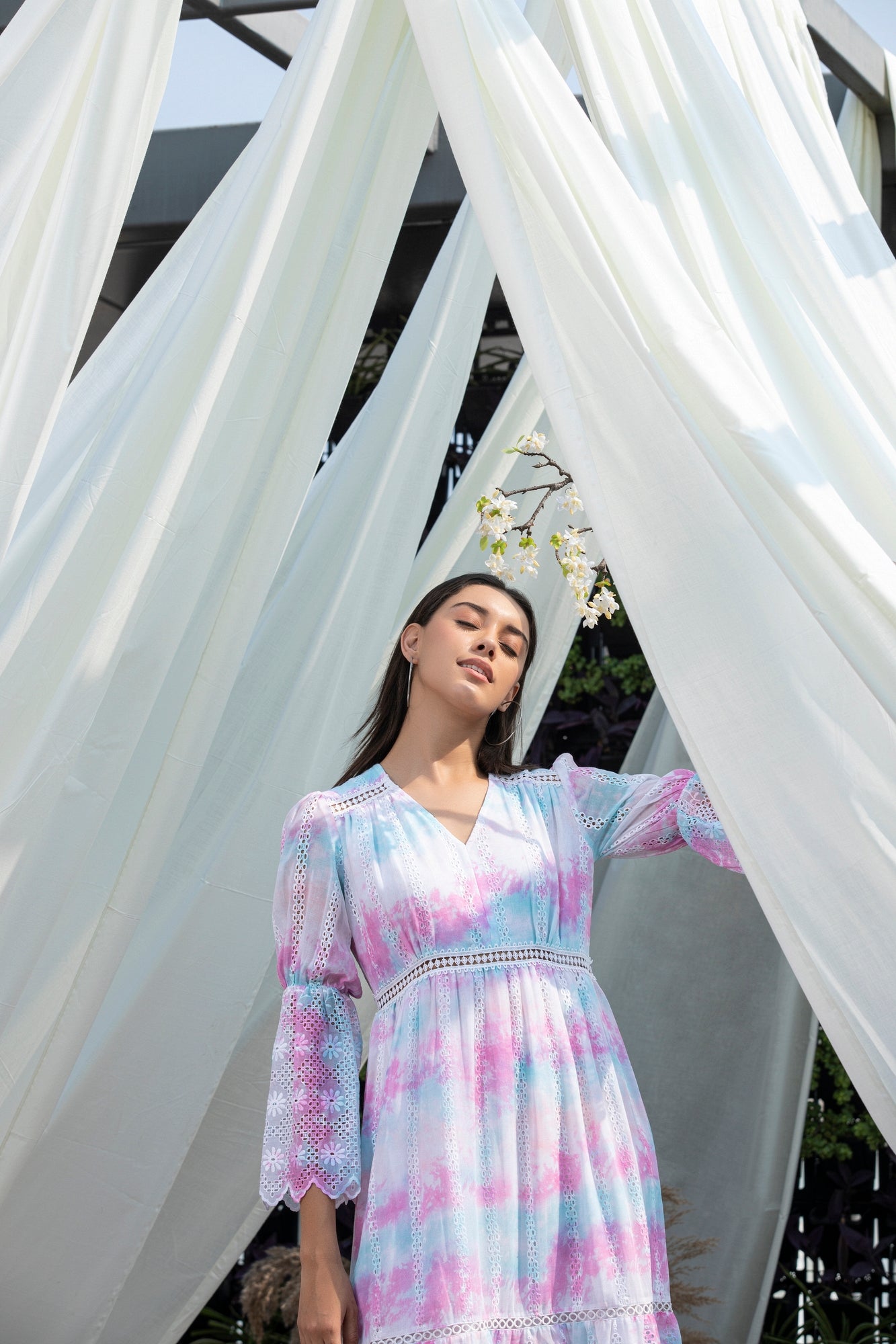 Rainbow Tie-Dye Schiffli Dress