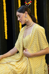 Yellow Chikankari Indo-Western Set