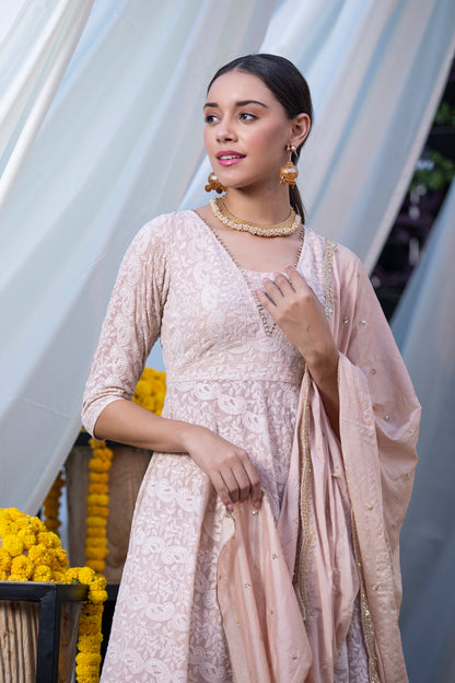 Caramel Lucknowi Chikankari Suit Set