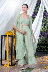 Pastel Green Chikankari Indo-Western Set