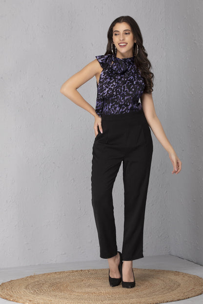 Midnight Blue Bow Neck Jumpsuit