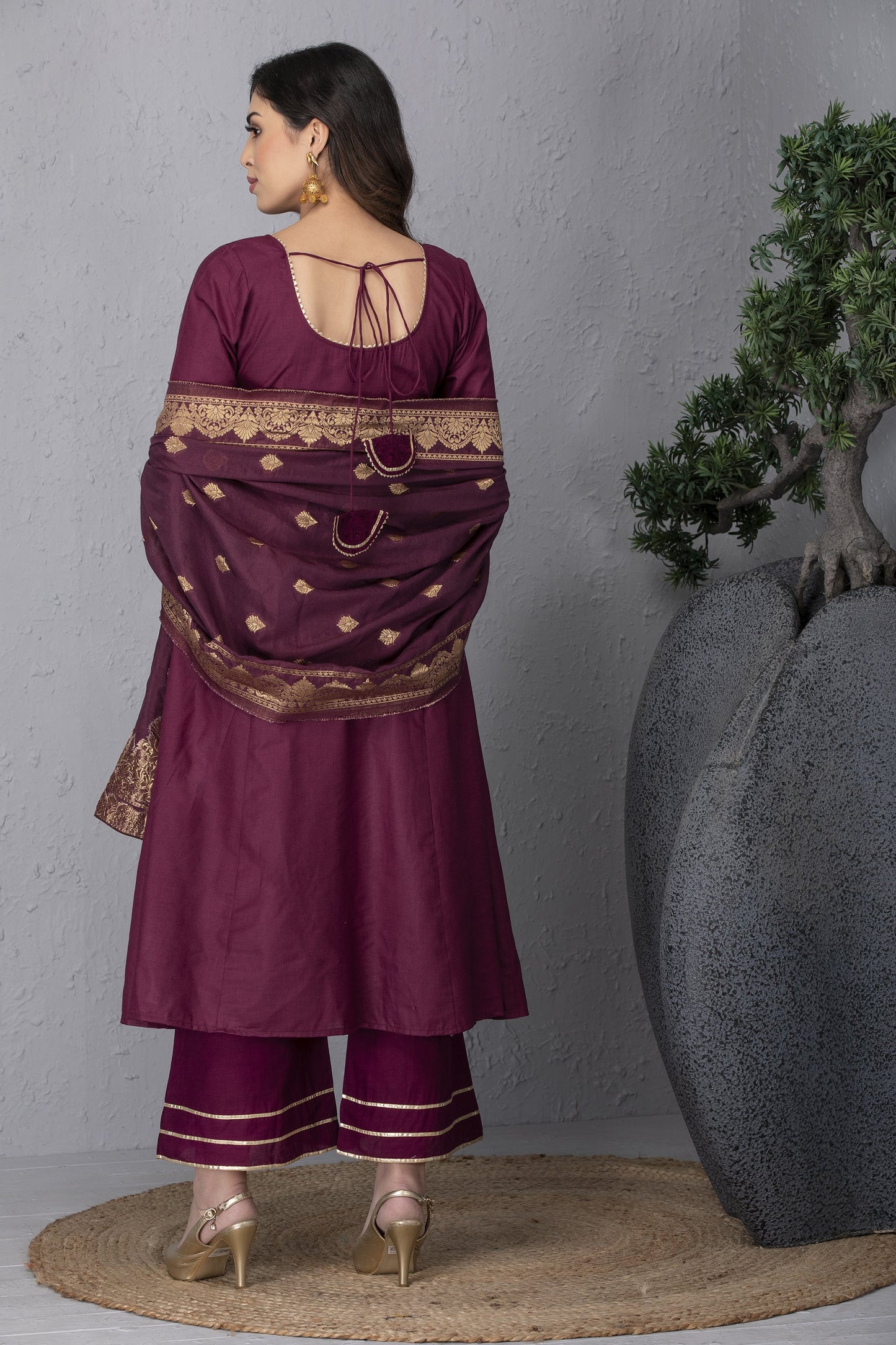 Wild Berry Embroidered Kurta Set with Dupatta