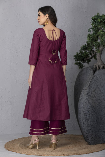 Wild Berry Embroidered Kurta Set with Dupatta