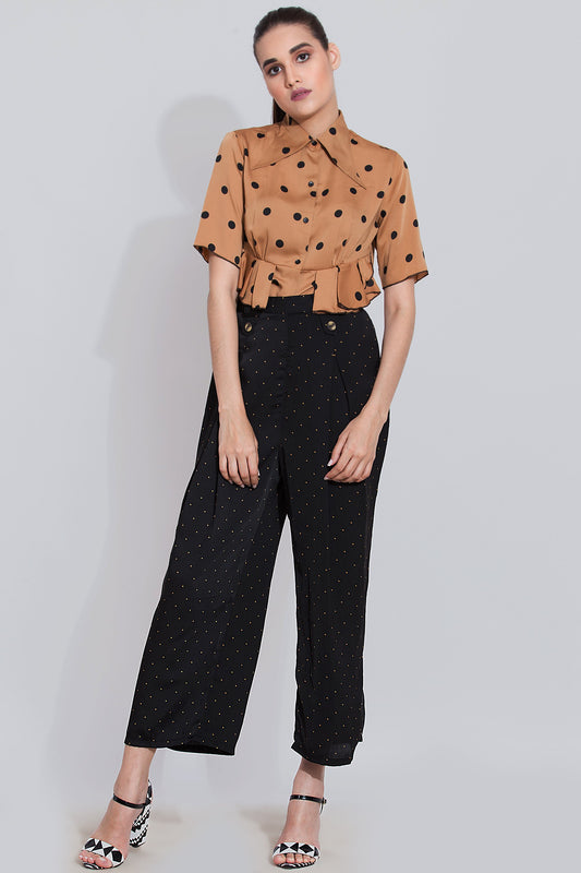 Cinnamon Blouse and Black pants co-ord set