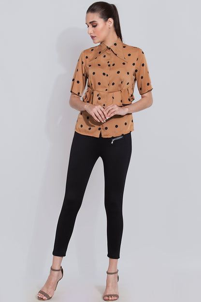 Cinnamon polka blouse