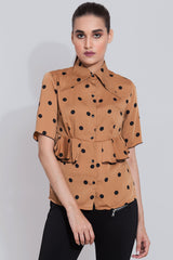 Cinnamon polka blouse