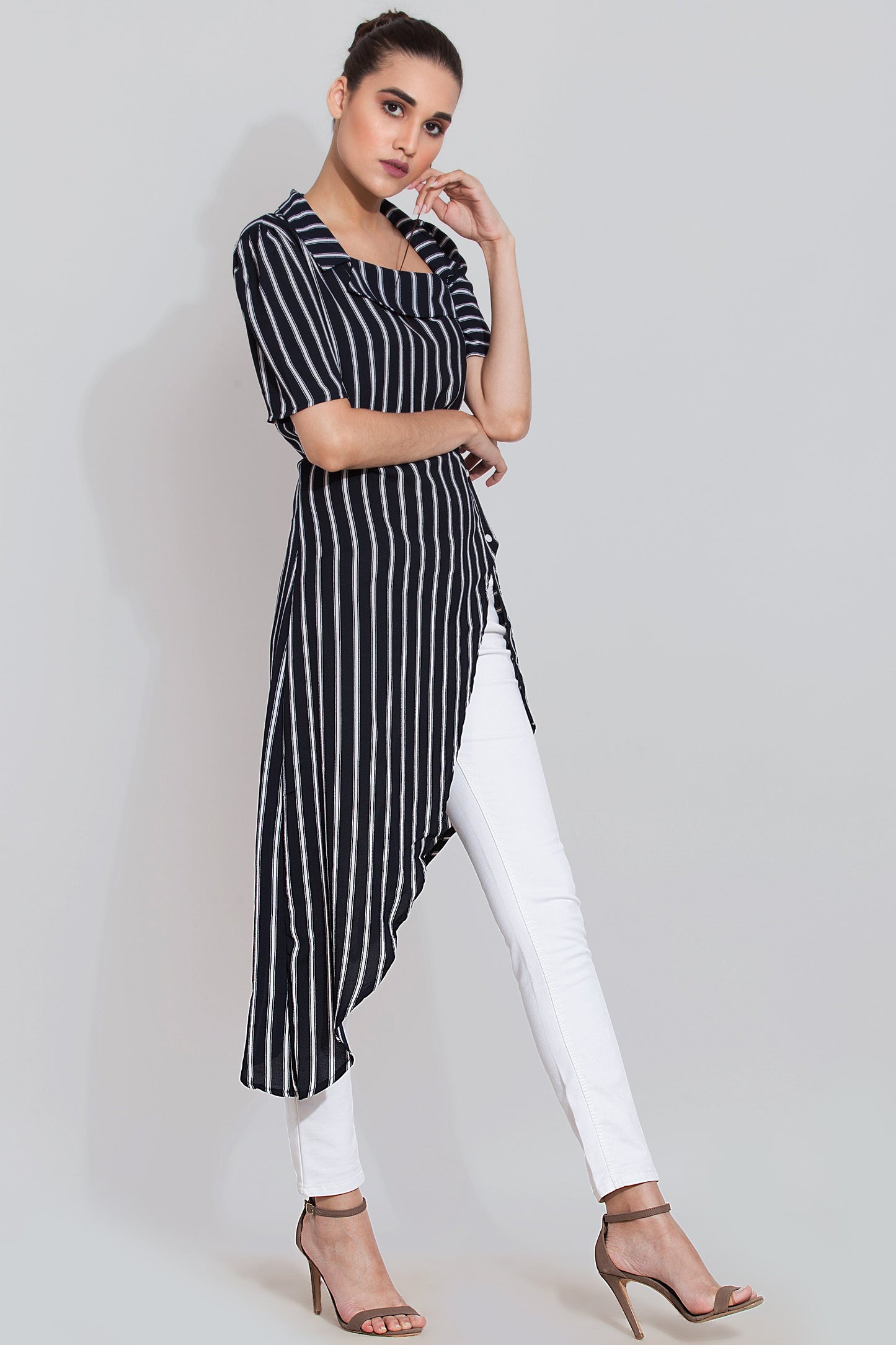 Navy stripes maxi top
