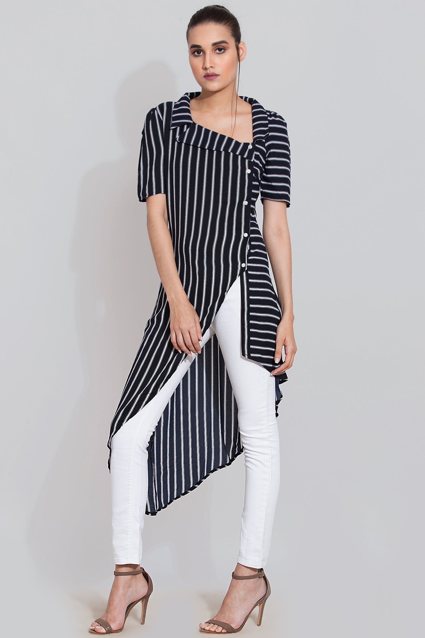 Navy stripes maxi top