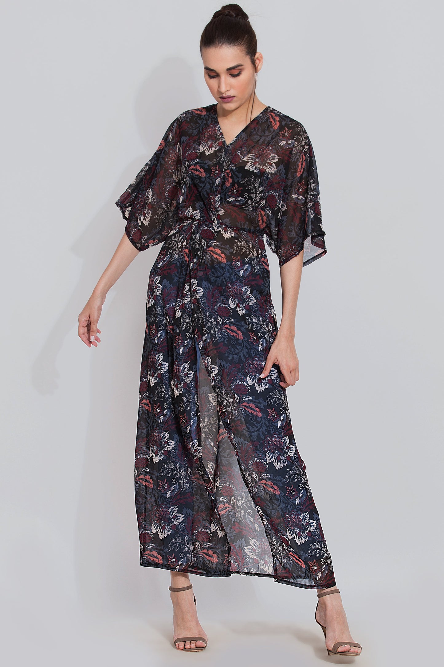 Black printed maxi top