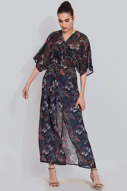 Black printed maxi top