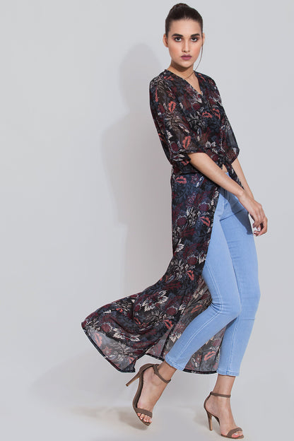 Black printed maxi top