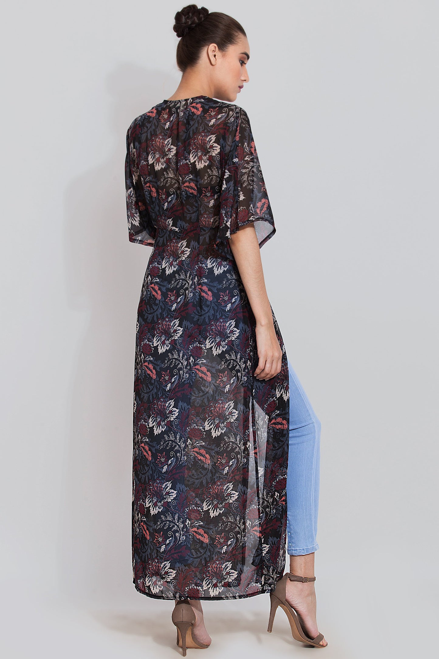 Black printed maxi top