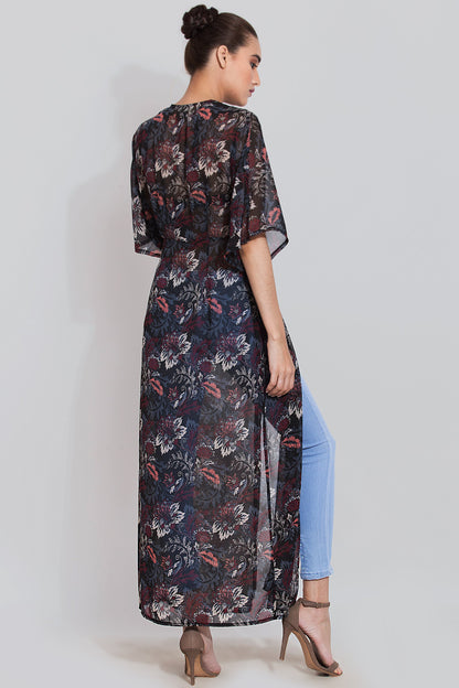 Black printed maxi top