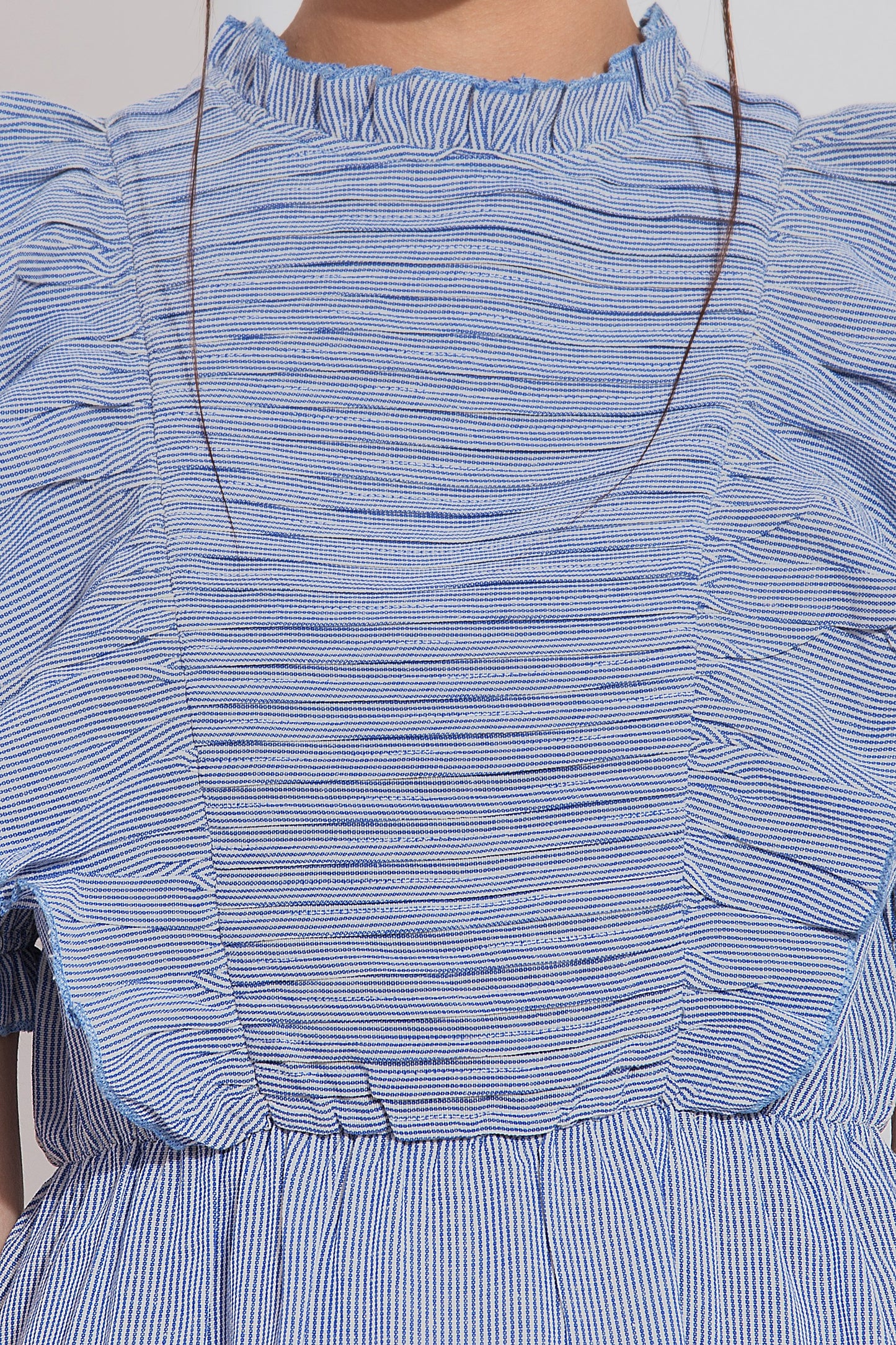 Blue and white stripes pintuck dress