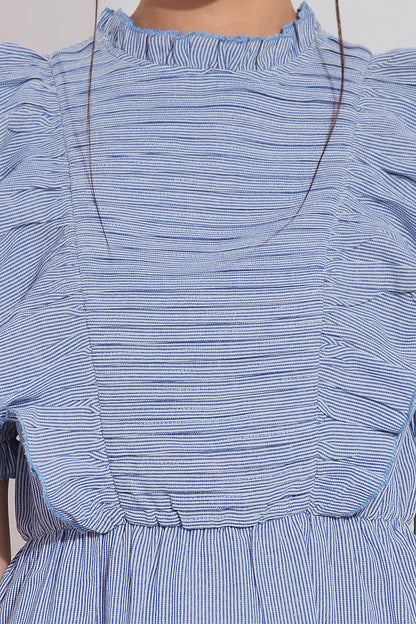 Blue and white stripes pintuck dress