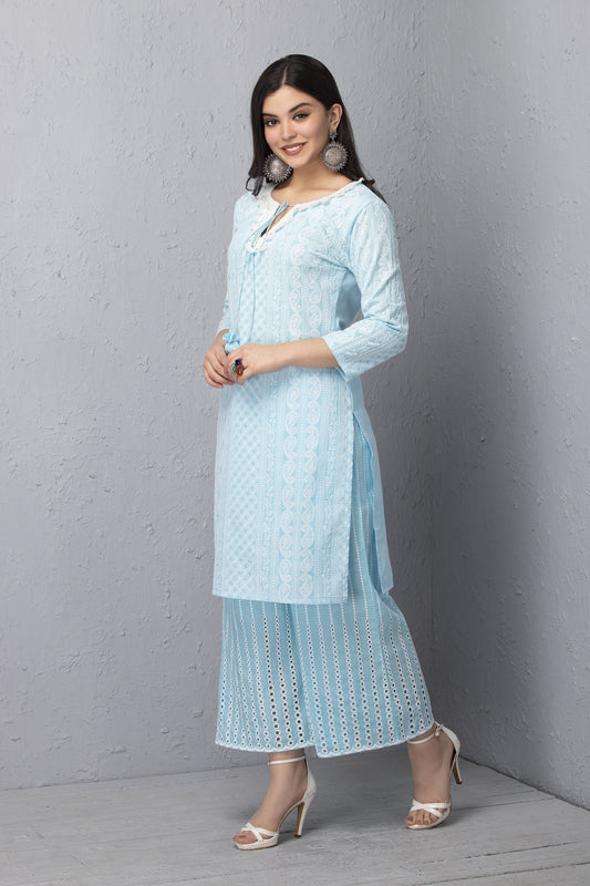 Seashell Embroidered Kurta and palazzo Set