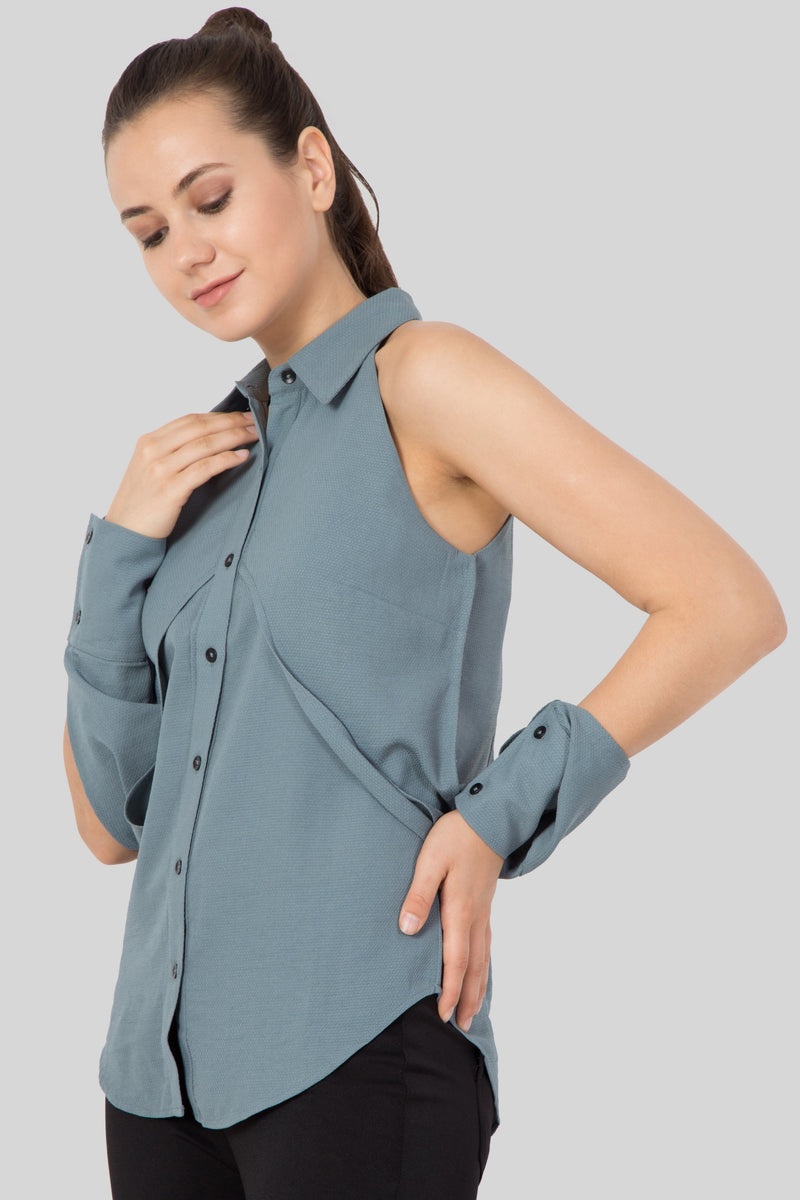 Grey Color Sleeveless Shirt - Women's Favorite -Sewandyou