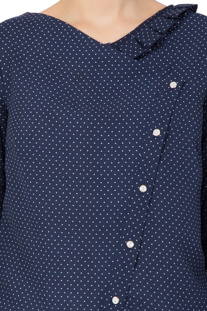Polka Dot Slant Button Top - sewandyou.com