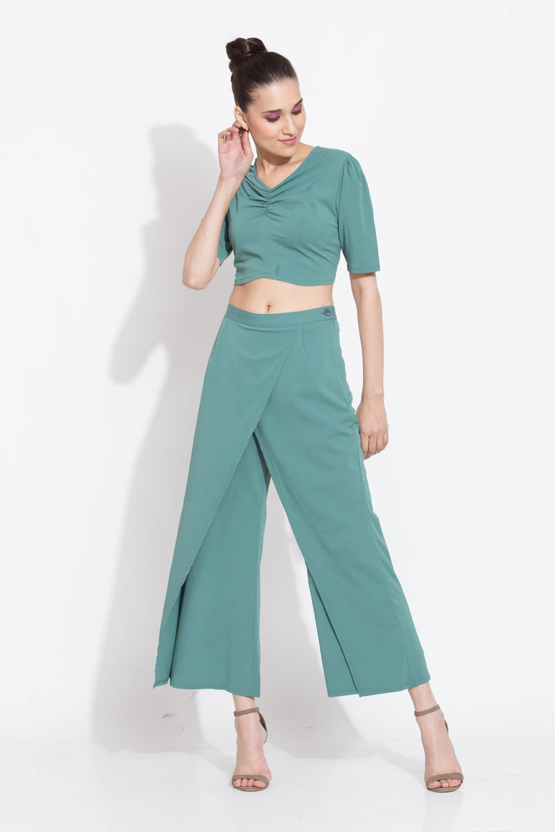 Buy Women Olive Jersey Crop Top Pyjama Set  Pajama Sets Online India   FabAlley