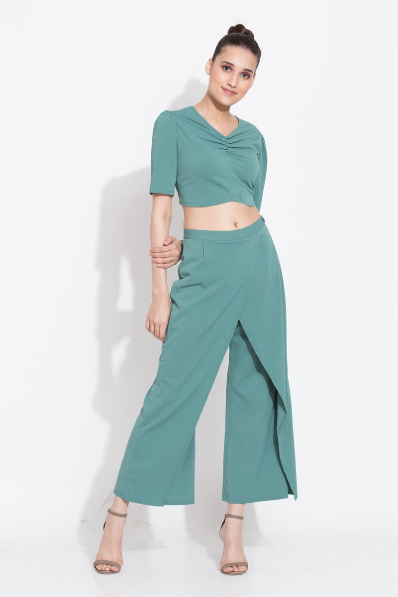 Fern Crop Top and Overlap Culottes Co ord Set