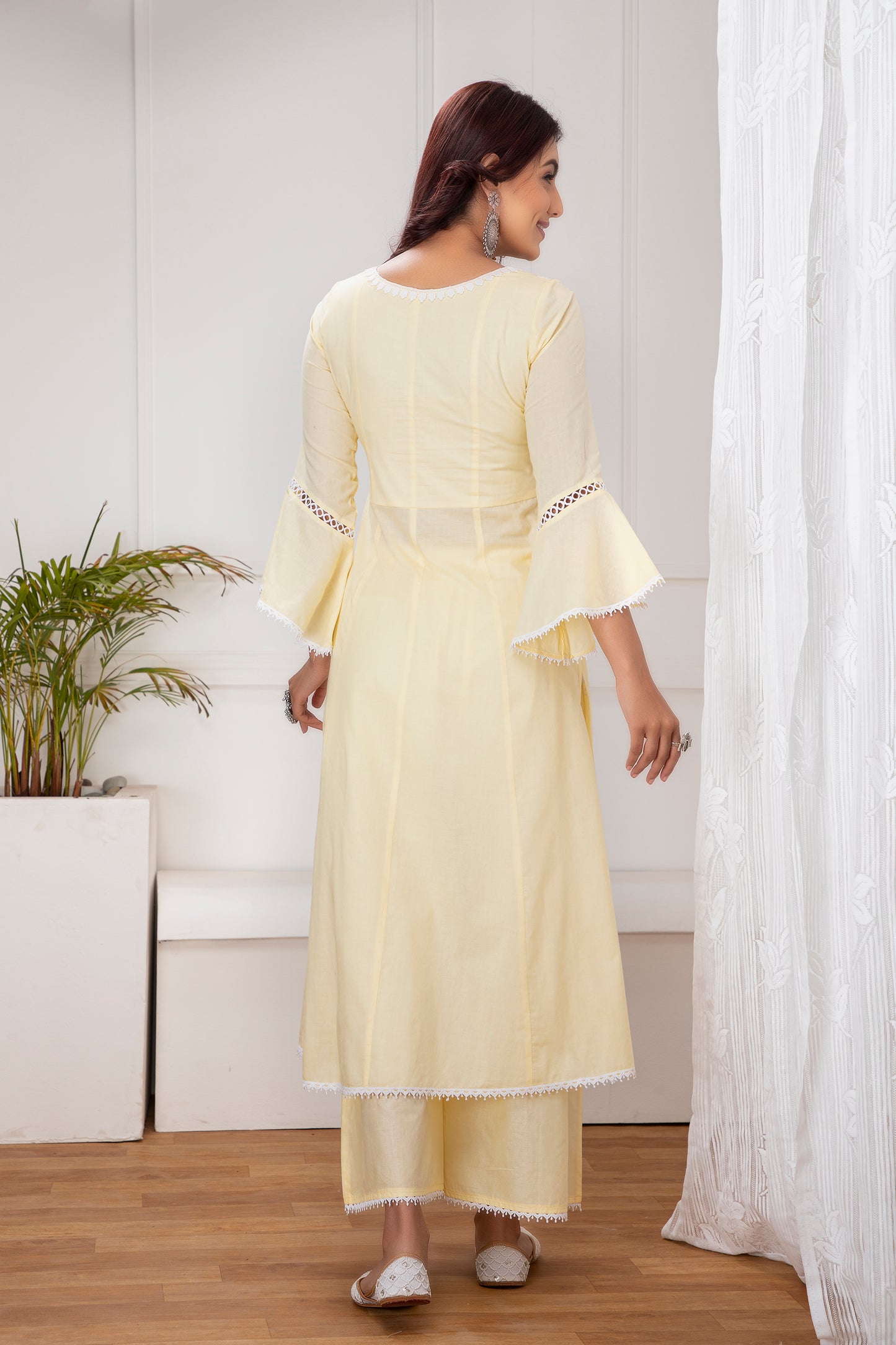 Lemon Floral Embroidered Kurta Set