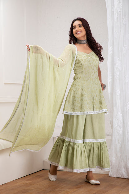 Mint Halter Sharara Set With Dupatta