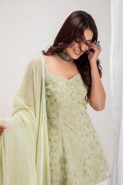 Mint Halter Sharara Set With Dupatta