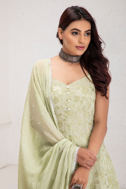 Mint Halter Sharara Set With Dupatta