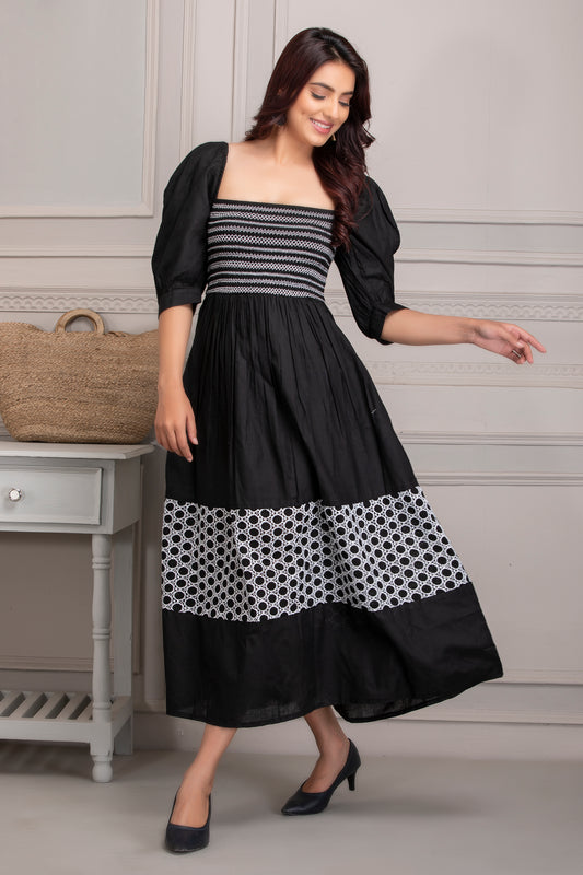Black and White Tiered Maxi Dress