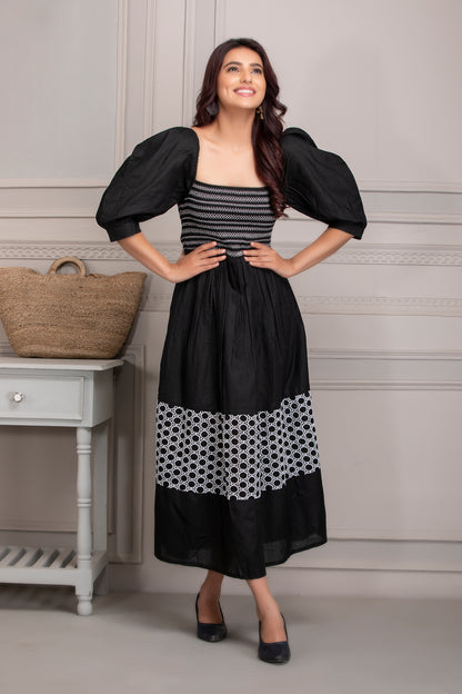 Black and White Tiered Maxi Dress