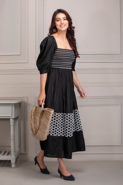 Black and White Tiered Maxi Dress