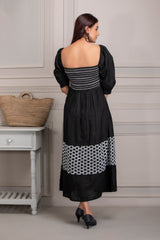 Black and White Tiered Maxi Dress