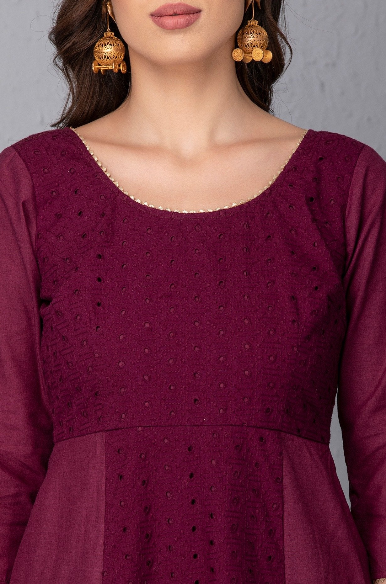 Wild Berry Embroidered Kurta Set with Dupatta
