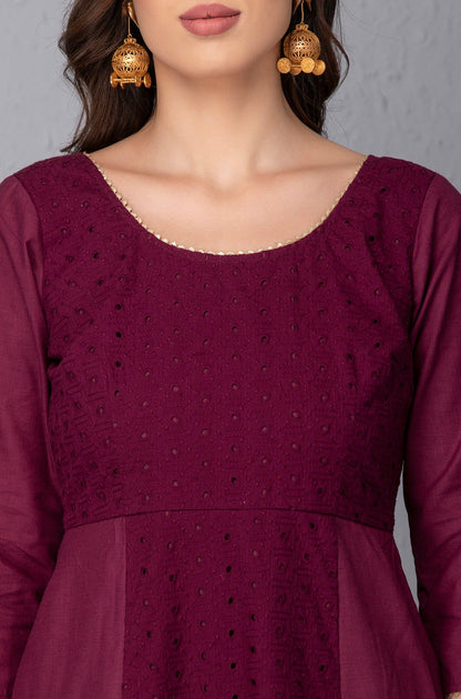 Wild Berry Embroidered Kurta Set with Dupatta